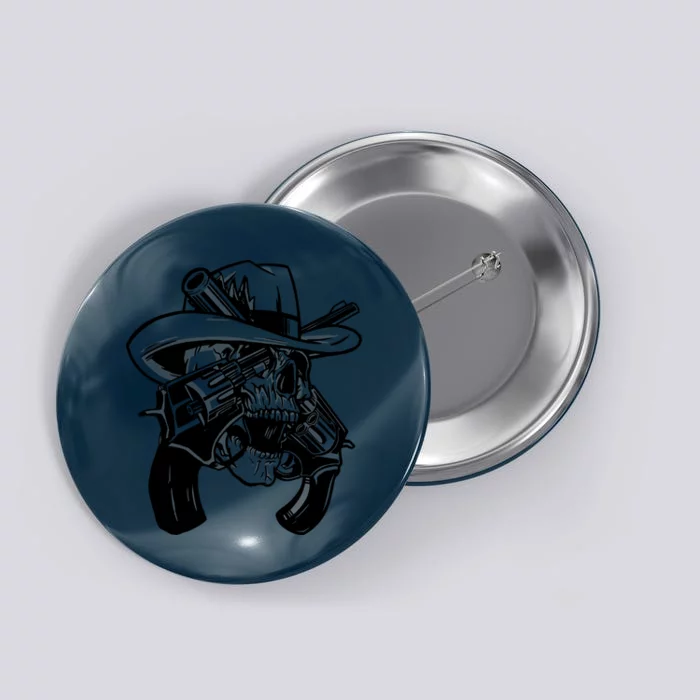 Cool Skull Guns Crossbones Button