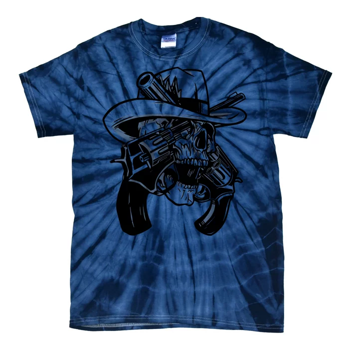 Cool Skull Guns Crossbones Tie-Dye T-Shirt