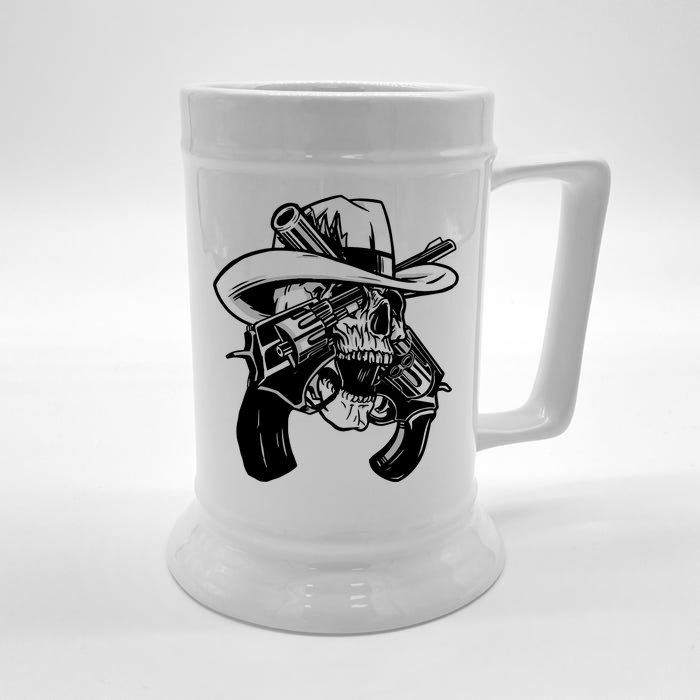 Cool Skull Guns Crossbones Front & Back Beer Stein