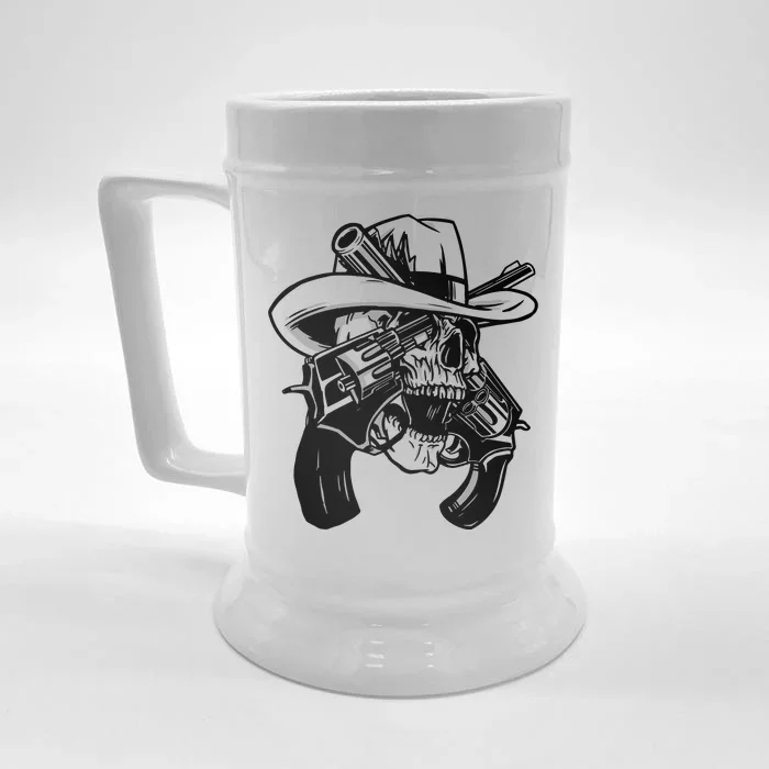 Cool Skull Guns Crossbones Front & Back Beer Stein