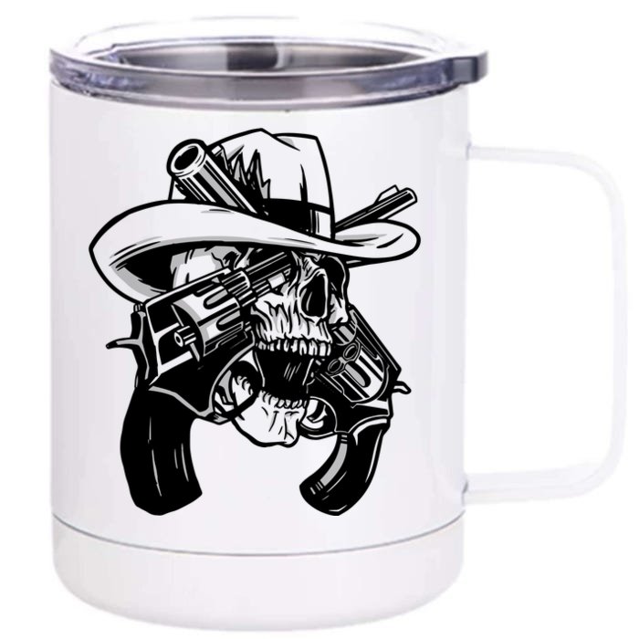 Cool Skull Guns Crossbones Front & Back 12oz Stainless Steel Tumbler Cup