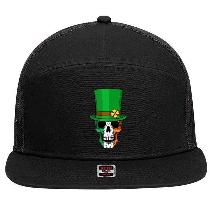 Cool St. Patricks Day Irish Skull 7 Panel Mesh Trucker Snapback Hat