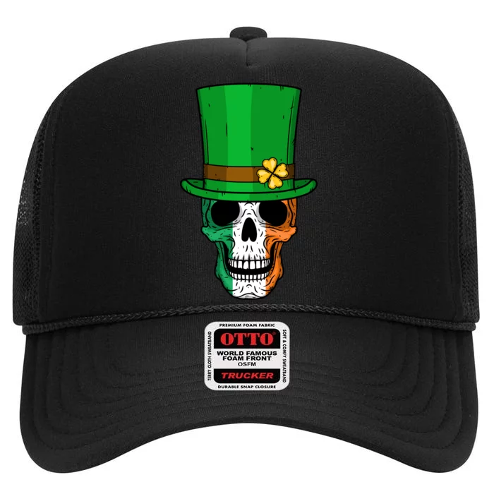 Cool St. Patricks Day Irish Skull High Crown Mesh Trucker Hat