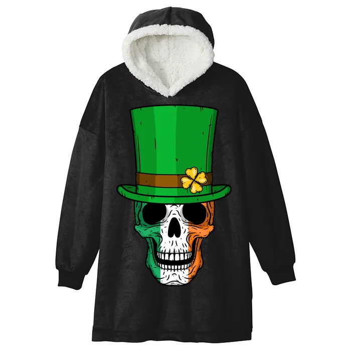 Cool St. Patricks Day Irish Skull Hooded Wearable Blanket