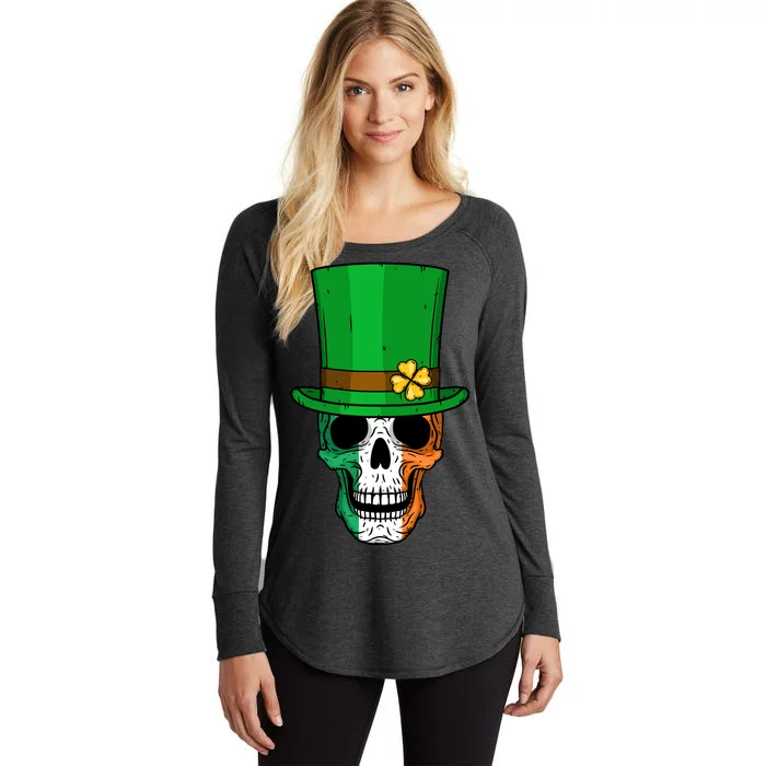 Cool St. Patricks Day Irish Skull Women's Perfect Tri Tunic Long Sleeve Shirt