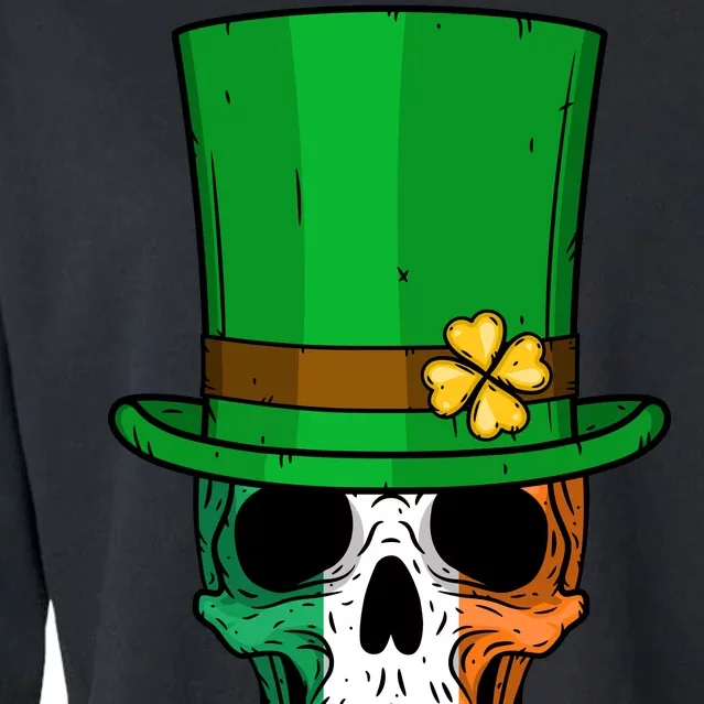 Cool St. Patricks Day Irish Skull Cropped Pullover Crew