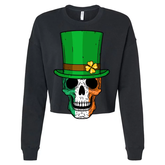 Cool St. Patricks Day Irish Skull Cropped Pullover Crew