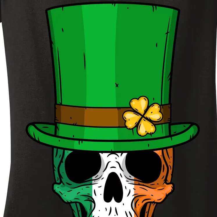 Cool St. Patricks Day Irish Skull Women's V-Neck T-Shirt