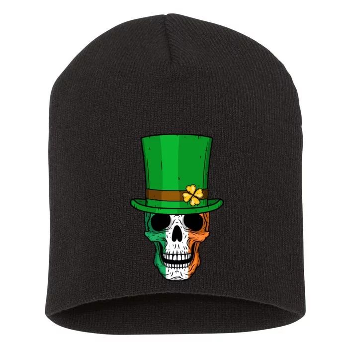 Cool St. Patricks Day Irish Skull Short Acrylic Beanie