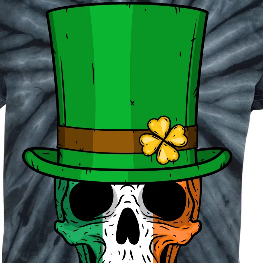 Cool St. Patricks Day Irish Skull Kids Tie-Dye T-Shirt