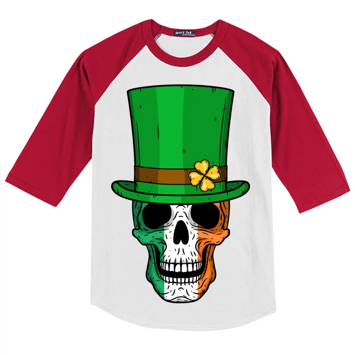 Cool St. Patricks Day Irish Skull Kids Colorblock Raglan Jersey