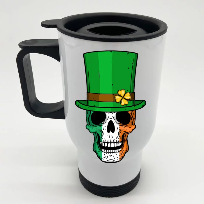 Cool St. Patricks Day Irish Skull Front & Back Stainless Steel Travel Mug