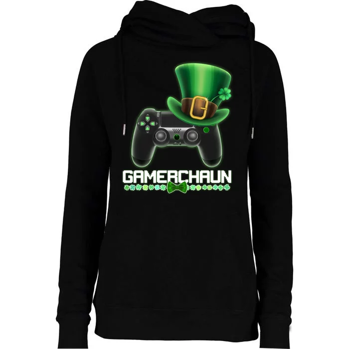 Cool St Patrick's Day Gamerchaun Game Controller Leprechaun Womens Funnel Neck Pullover Hood