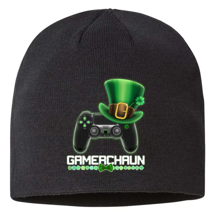 Cool St Patrick's Day Gamerchaun Game Controller Leprechaun 8 1/2in Sustainable Knit Beanie