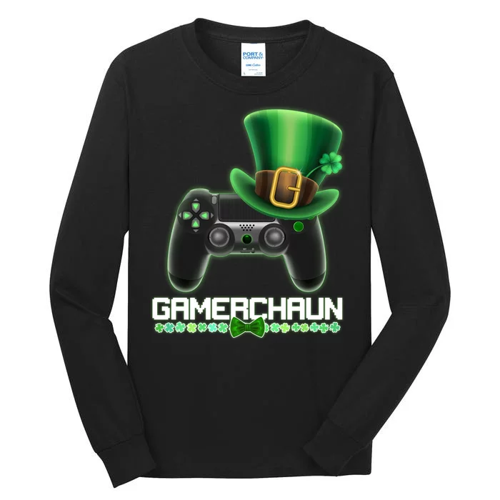 Cool St Patrick's Day Gamerchaun Game Controller Leprechaun Tall Long Sleeve T-Shirt