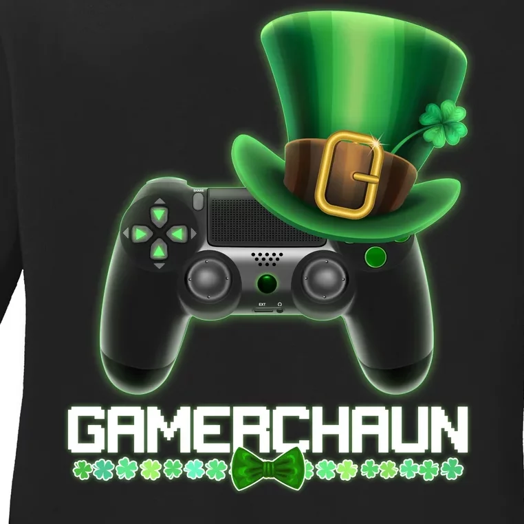 Cool St Patrick's Day Gamerchaun Game Controller Leprechaun Ladies Long Sleeve Shirt