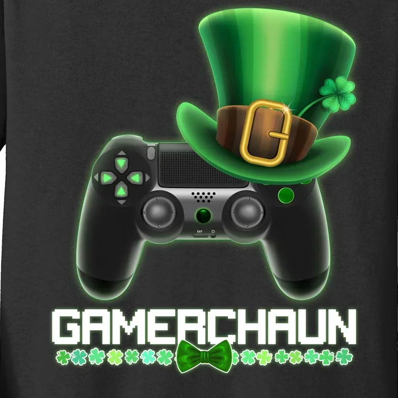 Cool St Patrick's Day Gamerchaun Game Controller Leprechaun Kids Long Sleeve Shirt