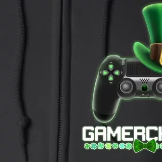 Cool St Patrick's Day Gamerchaun Game Controller Leprechaun Full Zip Hoodie