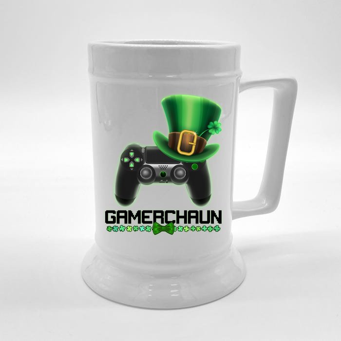 Cool St Patrick's Day Gamerchaun Game Controller Leprechaun Front & Back Beer Stein