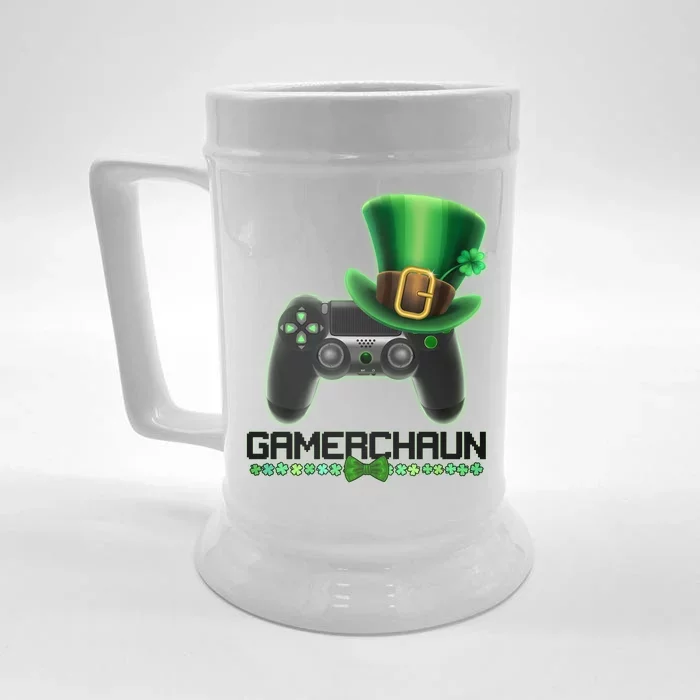 Cool St Patrick's Day Gamerchaun Game Controller Leprechaun Front & Back Beer Stein