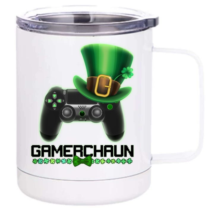 Cool St Patrick's Day Gamerchaun Game Controller Leprechaun Front & Back 12oz Stainless Steel Tumbler Cup