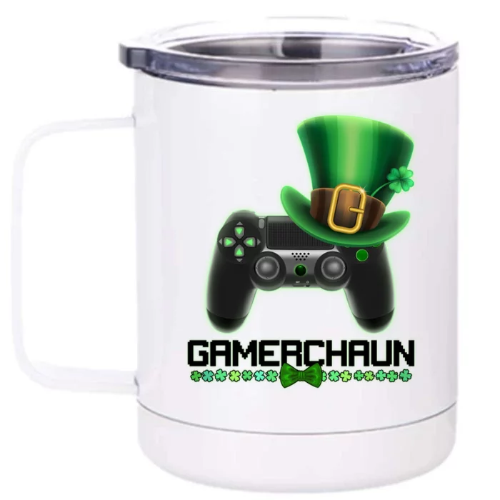 Cool St Patrick's Day Gamerchaun Game Controller Leprechaun Front & Back 12oz Stainless Steel Tumbler Cup