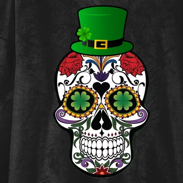 Cool St Patricks Day Irish Day Of The Dead Skull Hooded Wearable Blanket