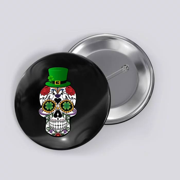 Cool St Patricks Day Irish Day Of The Dead Skull Button