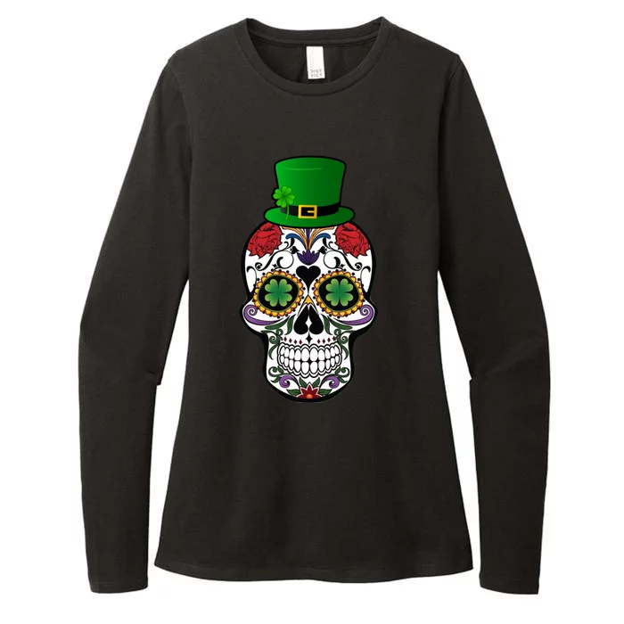 Cool St Patricks Day Irish Day Of The Dead Skull Womens CVC Long Sleeve Shirt