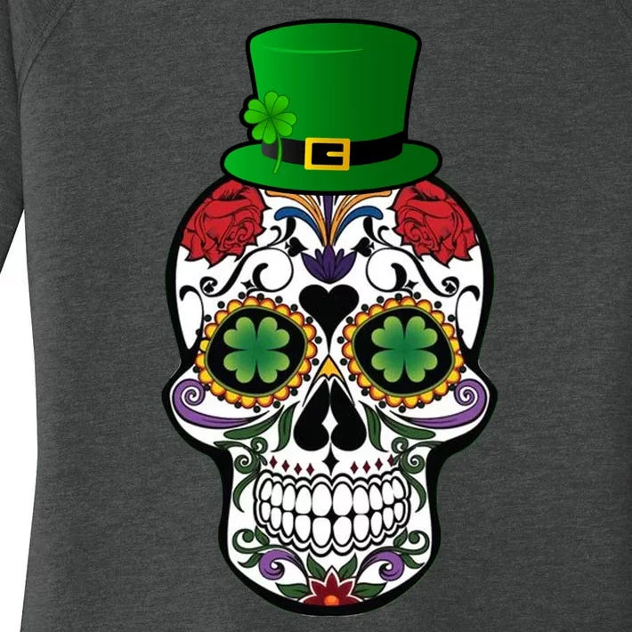 Cool St Patricks Day Irish Day Of The Dead Skull Women's Perfect Tri Tunic Long Sleeve Shirt