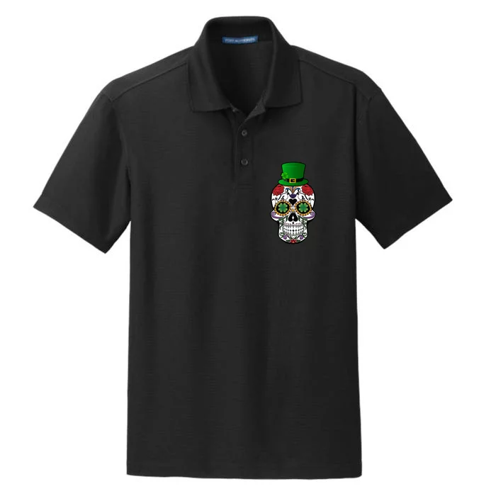 Cool St Patricks Day Irish Day Of The Dead Skull Dry Zone Grid Performance Polo