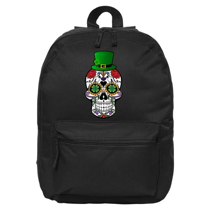 Cool St Patricks Day Irish Day Of The Dead Skull 16 in Basic Backpack