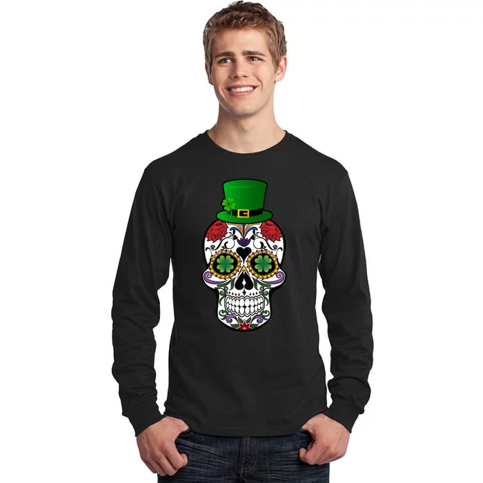 Cool St Patricks Day Irish Day Of The Dead Skull Tall Long Sleeve T-Shirt