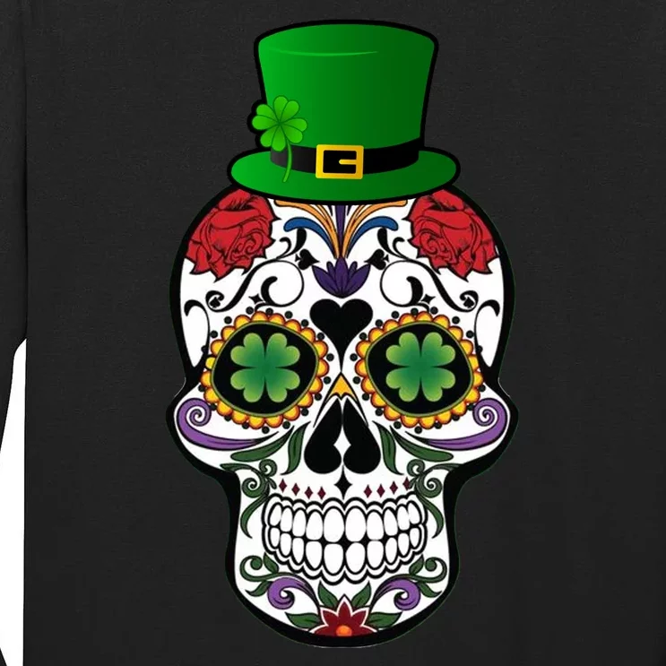 Cool St Patricks Day Irish Day Of The Dead Skull Tall Long Sleeve T-Shirt