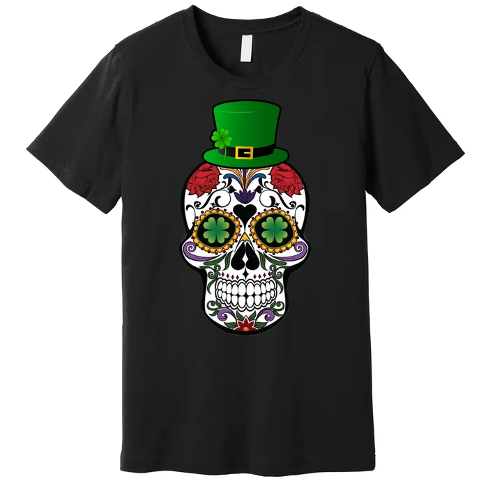 Cool St Patricks Day Irish Day Of The Dead Skull Premium T-Shirt