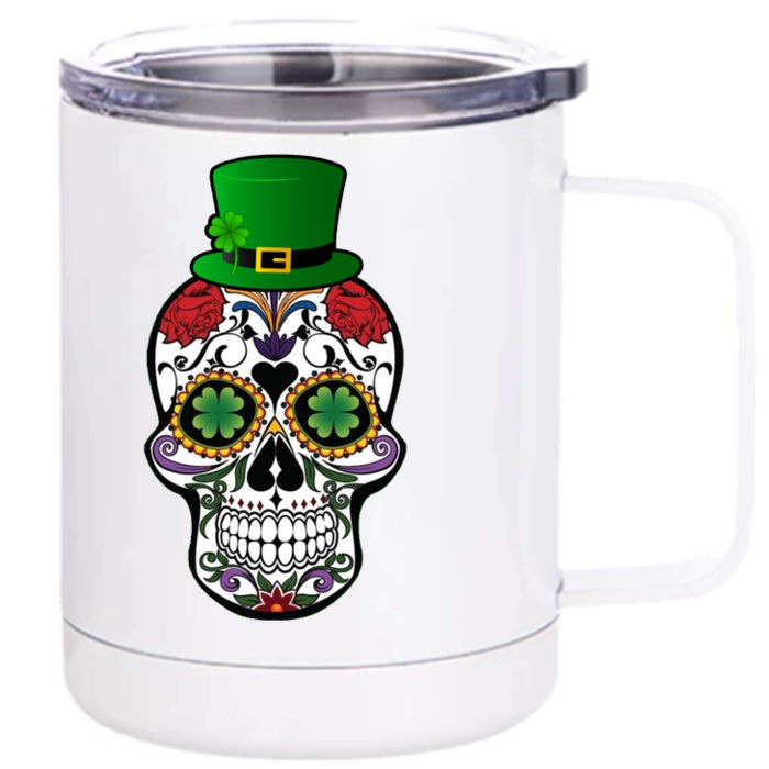 Cool St Patricks Day Irish Day Of The Dead Skull Front & Back 12oz Stainless Steel Tumbler Cup