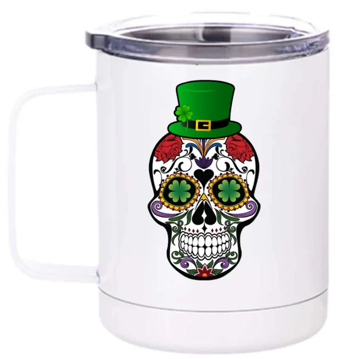 Cool St Patricks Day Irish Day Of The Dead Skull Front & Back 12oz Stainless Steel Tumbler Cup