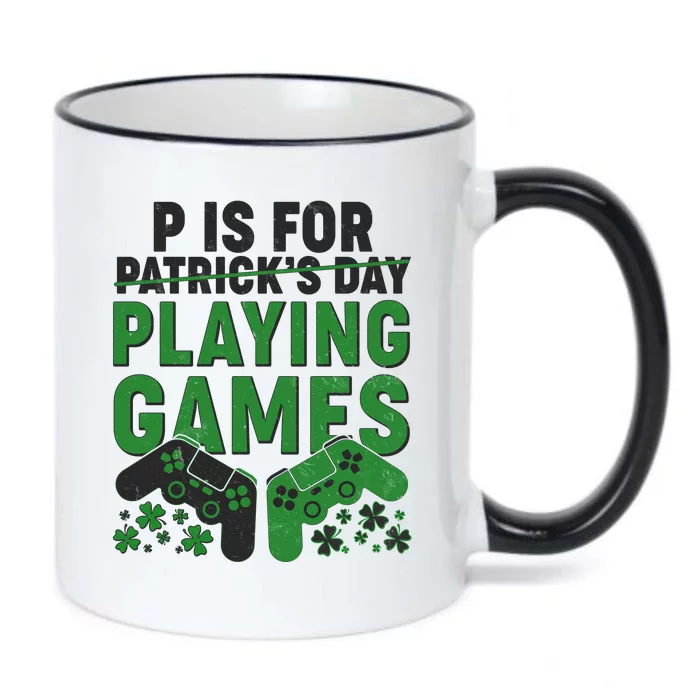 Cool St Patrick's Day P Is For Playing Games Black Color Changing Mug