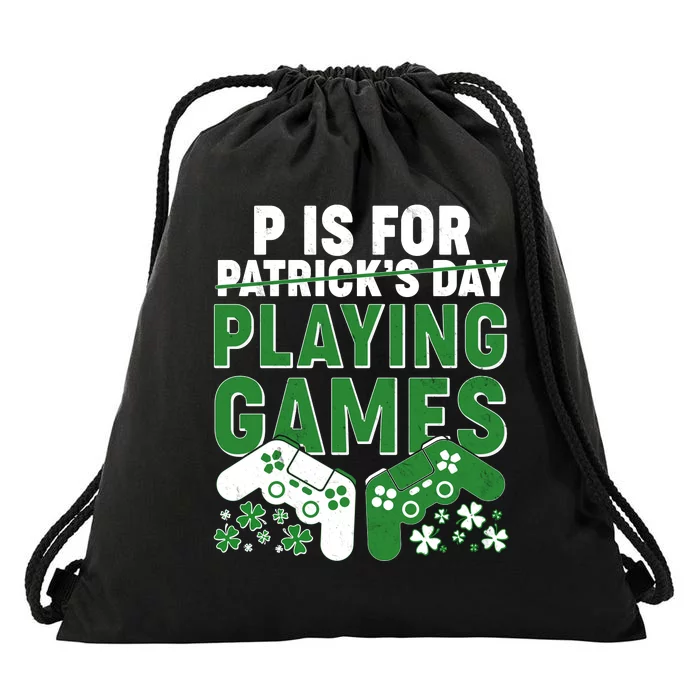 Cool St Patrick's Day P Is For Playing Games Drawstring Bag