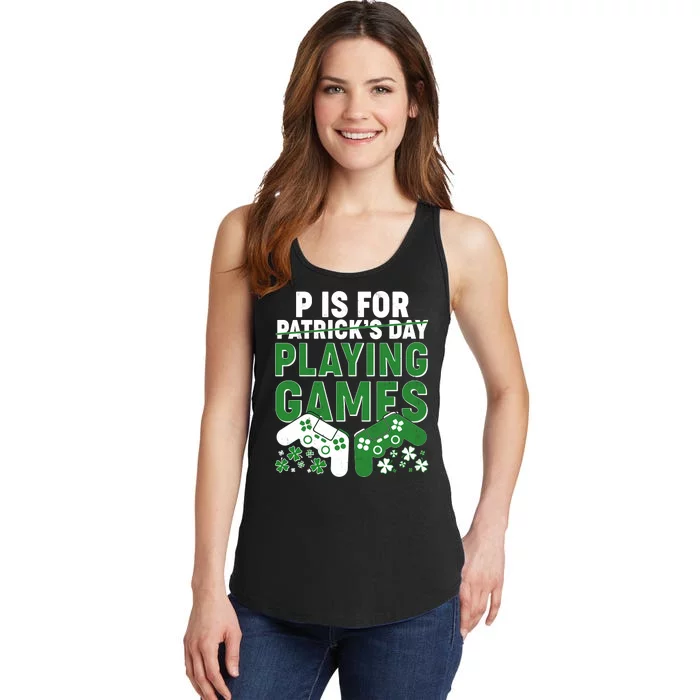 Cool St Patrick's Day P Is For Playing Games Ladies Essential Tank