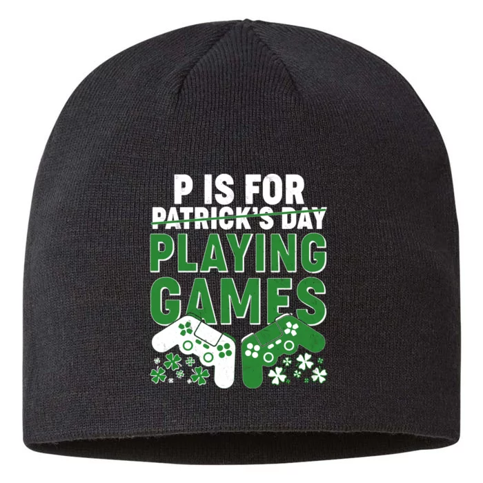 Cool St Patrick's Day P Is For Playing Games 8 1/2in Sustainable Knit Beanie