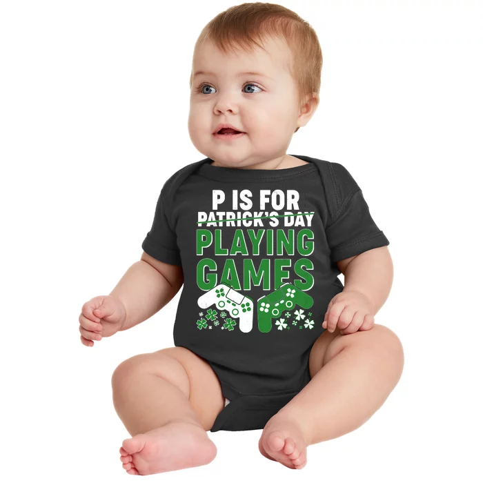 Cool St Patrick's Day P Is For Playing Games Baby Bodysuit