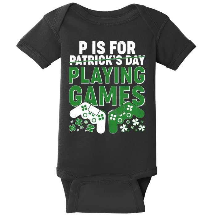 Cool St Patrick's Day P Is For Playing Games Baby Bodysuit