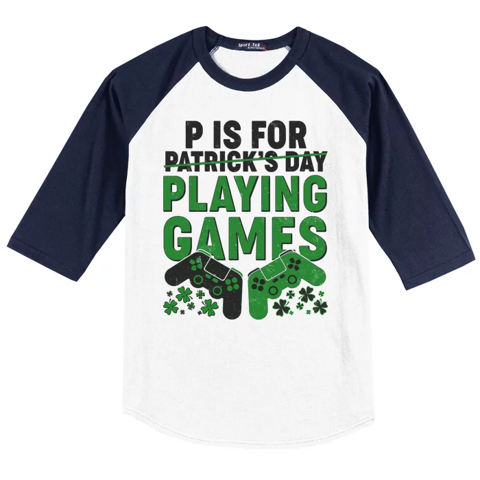 Cool St Patrick's Day P Is For Playing Games Baseball Sleeve Shirt