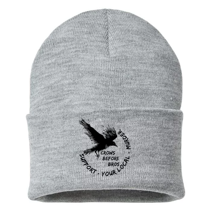 Cool Support Your Local Murder Crows Before Bros Sustainable Knit Beanie