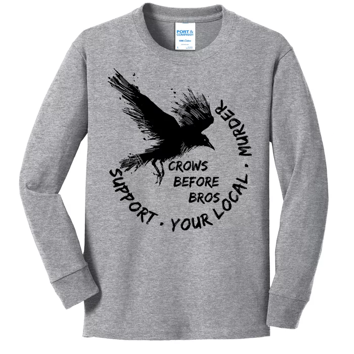 Cool Support Your Local Murder Crows Before Bros Kids Long Sleeve Shirt