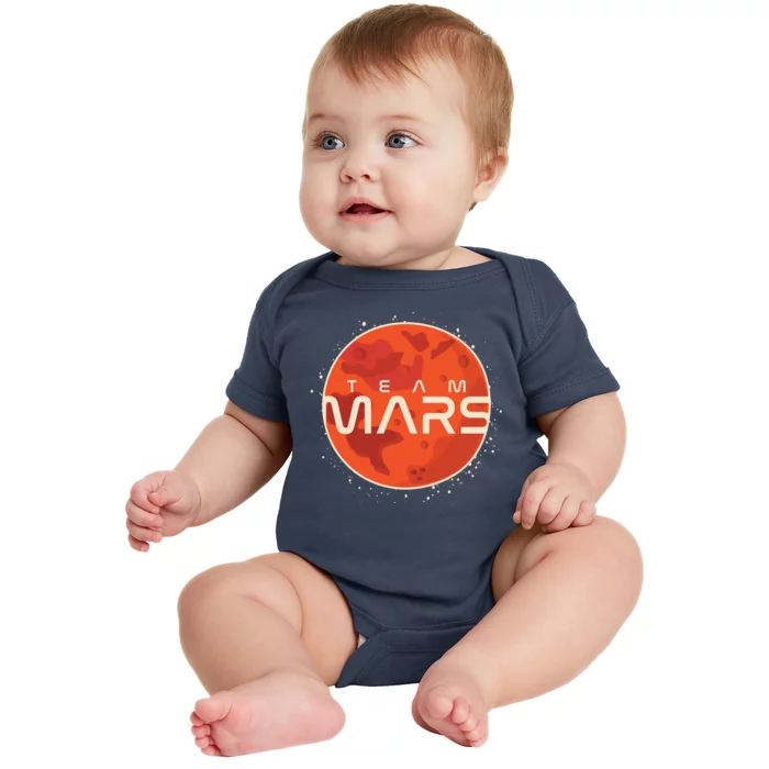 Cool Team Mars Planet Space Logo Baby Bodysuit