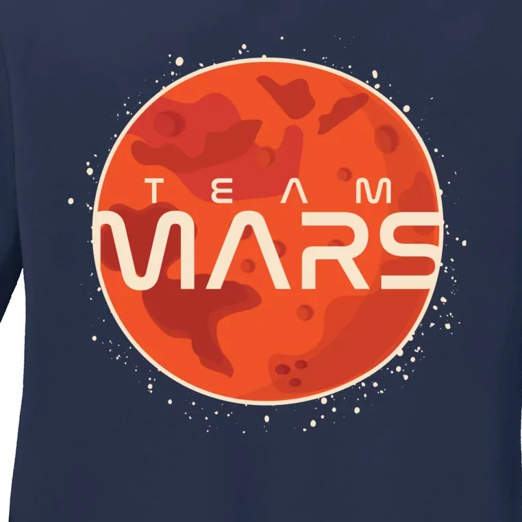 Cool Team Mars Planet Space Logo Ladies Long Sleeve Shirt