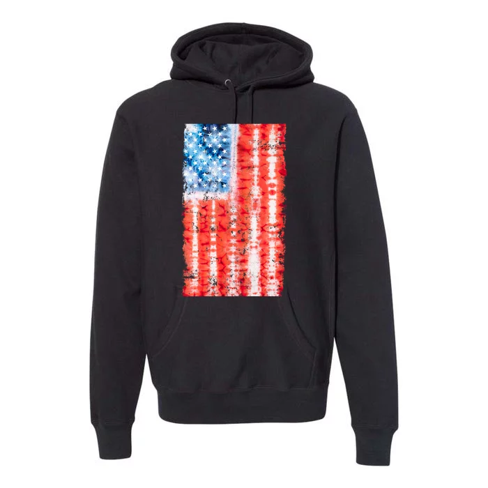 Cool Tie Dye USA American Flag Premium Hoodie