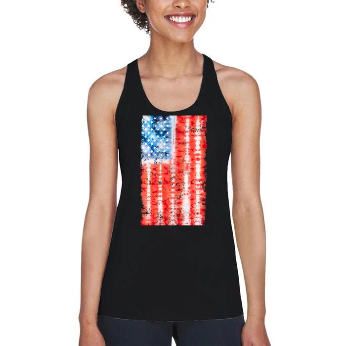 Cool Tie Dye USA American Flag Women's Racerback Tank